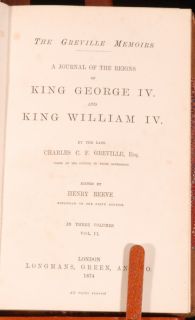 1875 87 8 Vol Greville Memoirs Complete George IV William IV Victoria