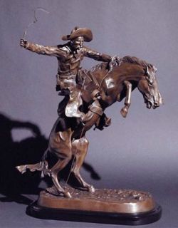 Bronco Buster by Frederic Remington Solid Bronze Statue Sculpture Free
