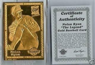 1993 NOLAN RYAN PROMINT 22 KT GOLD CARD 3 Express