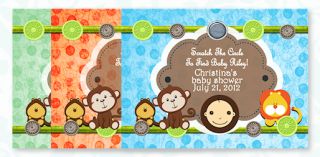35 Baby Shower Birthday Invitations Jungle Monkey Polka Dots Zoo