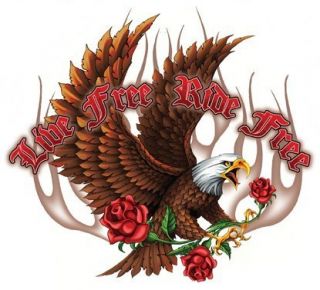 Live Free Ride Free Eagle Roses Sticker Vinyl Decal