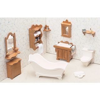 Unfinished Wood Bathroom Dollhouse Furniture Kit Bathroom