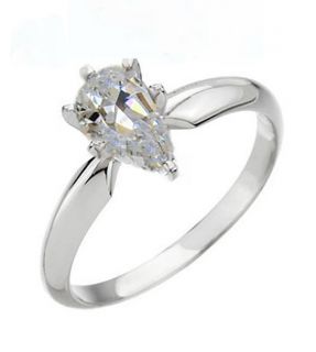 00 Carat Pear Cut 6 Prong Solitaire Engagement Ring Solid 14k Gold