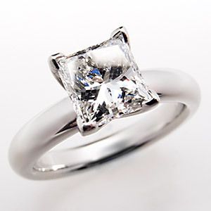 GIA 1 Carat Princess Cut Diamond Solitaire Engagement Ring Solid