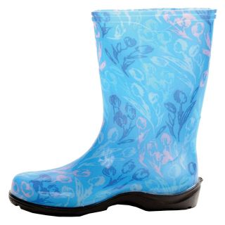  Tulip Blue Printed Garden Boots Rain Boots Womens Sizes 6 11