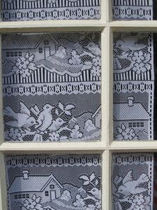 French Lace Curtains 2 White Window Door Panels House Birds 66 x 18