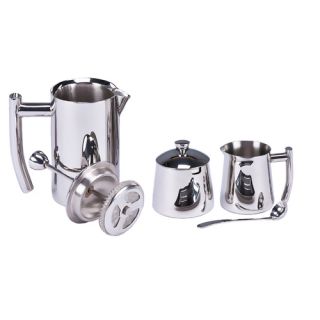 Frieling Stainless Steel French Press Creamer and Sugar Bowl Set with