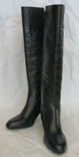  Signature Black Leather Tall Dress Boots Gail 7 5 M $298 New