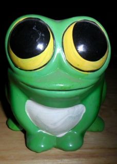 Vintage Ardco Small Porcelain Frog Planter Big Buggy Eyes Look