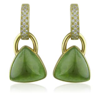 Faraone Mennella 18K Gold Peridot Diamond Drop Earrings