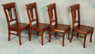 set of four mahogany dining conference chairs from flat inlaid grains