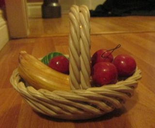 Fruit Basket Made In Italy Banana Cherry Ceramic Hand Made VINTAGE