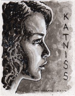  Katniss Original ACEO Sketch Cards Art Goth by Gary Shipman