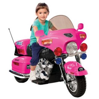  Toy Ride on Pink Police Motorcycle 12V Electric Toy Bike Battery Power