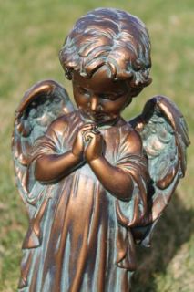 Praying Angel Cherub Bronze Patina Garden Statue