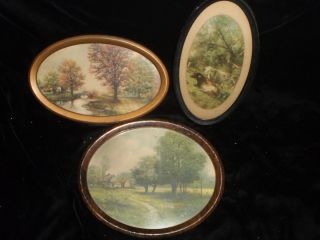 VICTORIAN ANTIQUE TIN OVAL PICTURE FRAMES ALL ORIGINAL PRINTS