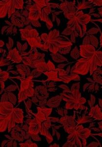 BTY Dark Red Black Leaves Garibaldi Blue Hill 100 Cotton Quilt Shop