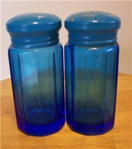 Antique Cobalt Blue Salt Pepper Shakers Gayner Glass