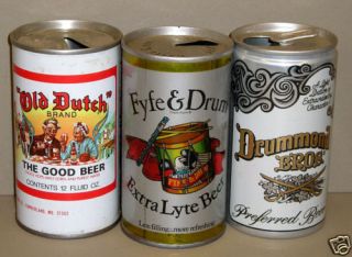 Old Dutch Fyfe Drum Lyte Drummond Bros Beer Cans