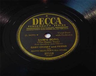 Gary Crosby   Sams Song (The Happy Tune)   78rpm