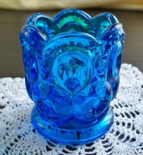   Stars Moon Glass Scalloped Toothpick Holder L E Smith or L G Wright