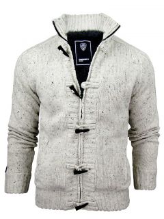 Mens Dissident Andersonvlle Faux Fur Lined Funnel Neck Marl Cardigan