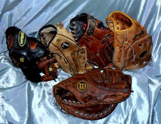 Vintage Wilson Louisville and Rawlings Lot of 5 Used Baseball Gloves