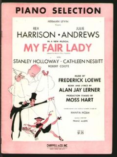 My Fair Lady 1956 Selection Piano Solo Medley Broadway Vintage Sheet