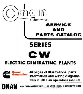 Onan Cummins CW Series Generator Powerplant Parts and Service Catalog