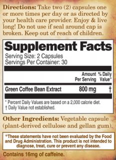 Genesis Today Green Coffee Bean 100 Pure Extract 4 Weight Loss 60
