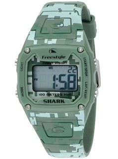 New Freestyle Shark Mens Digital Watch Green Camouflage Rubber Band