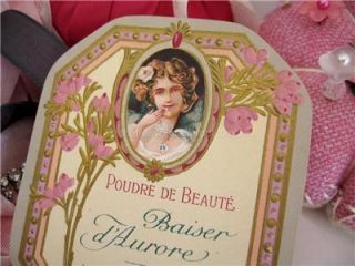 Antique French Perfume Label Cameo Lady Paris Powder Box