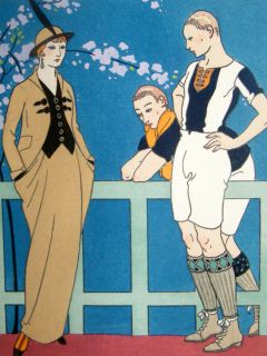 Gazette Du Bon Ton by Georges Barbier 1914 Art Deco Pochoir Rugby