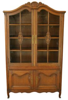 Vintage French Country Louis XV Style Cabinet Hutch Glass Front