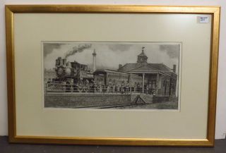 George Bradshaw Etching Print Philadelphia Reading Train Station