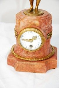 RARE French Empire Marble and Bronzed Figure Mantel Clock