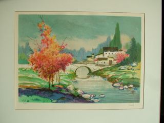 FRENCH VILLAGE EUROPE CASALS SIGNED NUMBERED MATTED ORIGINAL