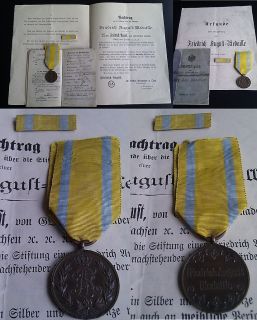  WW1 Veterans Legacy Saxony Friedrich August Medal Certificate