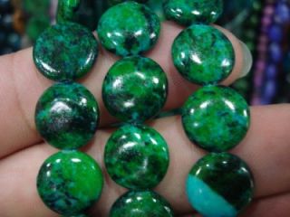 12mm Azurite Chrysocolla Coin Gemstones Loose Bead 15