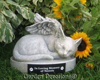 KITTY CAT ANGEL PET MEMORIAL Garden Statue PERSONALIZED FREE