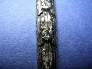 Beautiful Antique Nouveau Sterling Silver Oak Leaf Acorn Heavy Bangle
