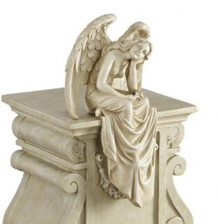peaceful sitting angel sculpture garden statue
