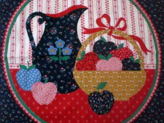 Calico Pitcher Apple Fruit Basket Lace pillow panel craft fabric