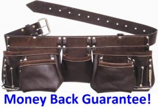 Best Tool Belt 11 Pocket Oil Tanned Leather Apron Carpenter Tough Bag