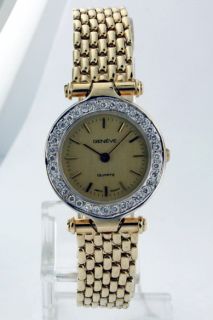 geneve 14k yellow gold diamond ladies vintage watch