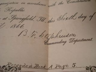 GAR POST NO.1 CHARTER SIGNED BY BF STEPHENSON