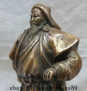  Mongolia Emperor Militarist Bronze Stand Genghis & Jenghis Khan Statue