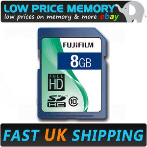 Fuji 8GB SD Memory Card Class 10 SDHC Fujifilm Full HD