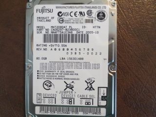 Fujitsu MHV2080AT PL CA06297 B23800C1 03B5 0022 80GB 2 5 IDE ATA Hard