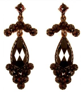 Garnet Drop Earrings w 14ct Gold Studs Victorian Style ГРАНАТ